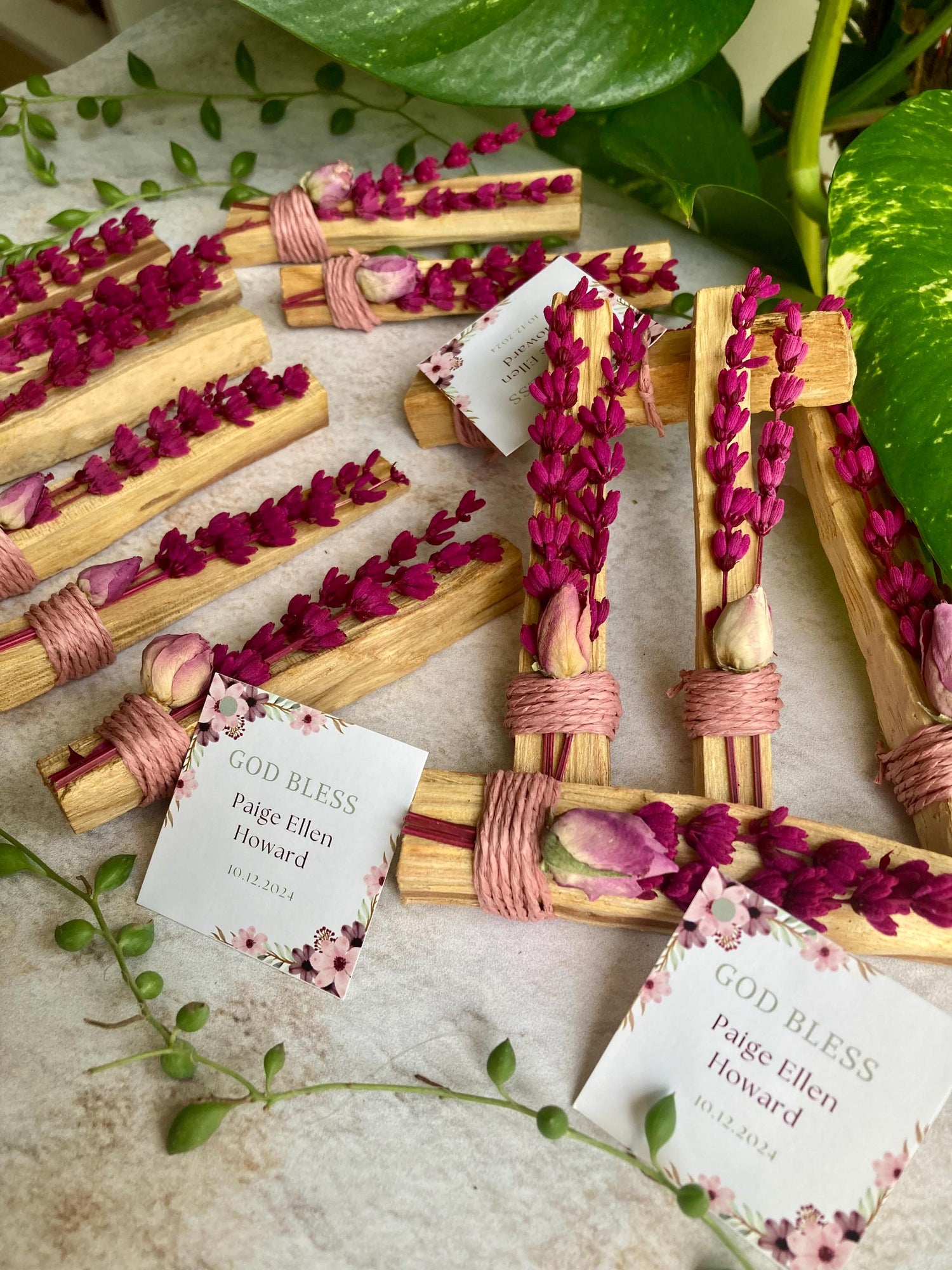 Palo Santo Bundle with Pink Roses and Pink Lavender – Party Favours
